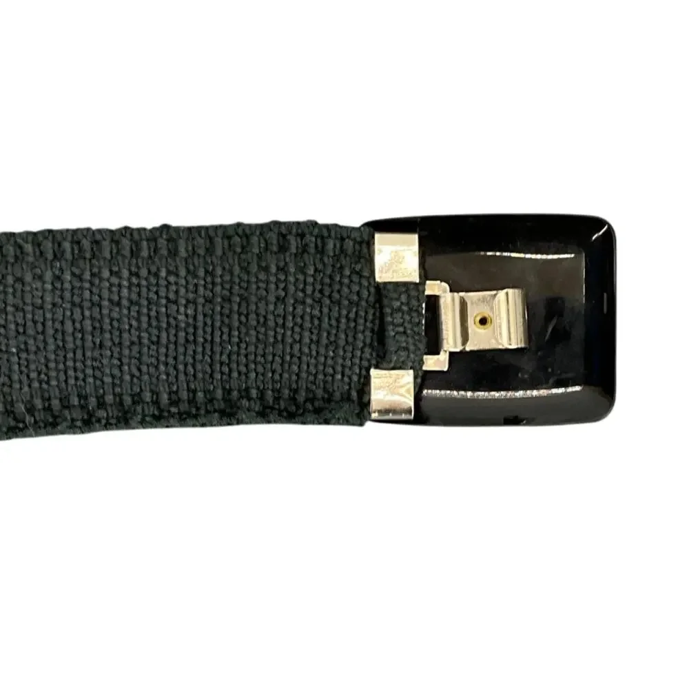 Vintage 80s Black Sequin Scaled Stretch Belt Clip Buckle Women Medium 30”-36”